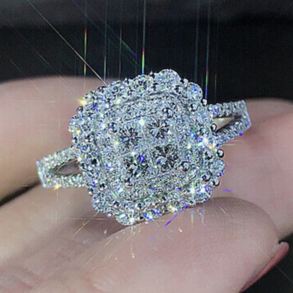 Gorgeous 925 Silver White Sapphire Ring Sz 6-10 - Picture 3 of 16